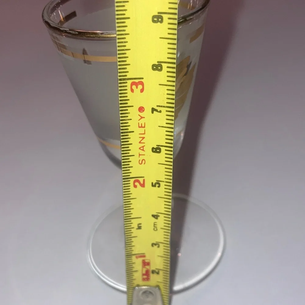 Vintage Libbey’s Frosted Gold Plated Leaf Stemmed Shot Glasses Bundle of 6